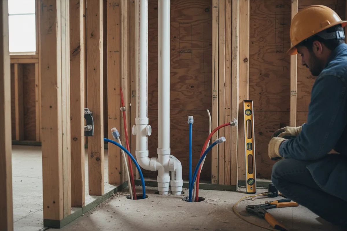 Drain and supply rough-in during Drain Cleaning in Willernie