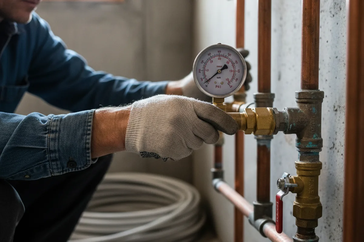 Pressure testing a repaired line during Water Line Repair in Willernie